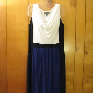 Black White Blue Draped Colorblock Ralph Lauren 10